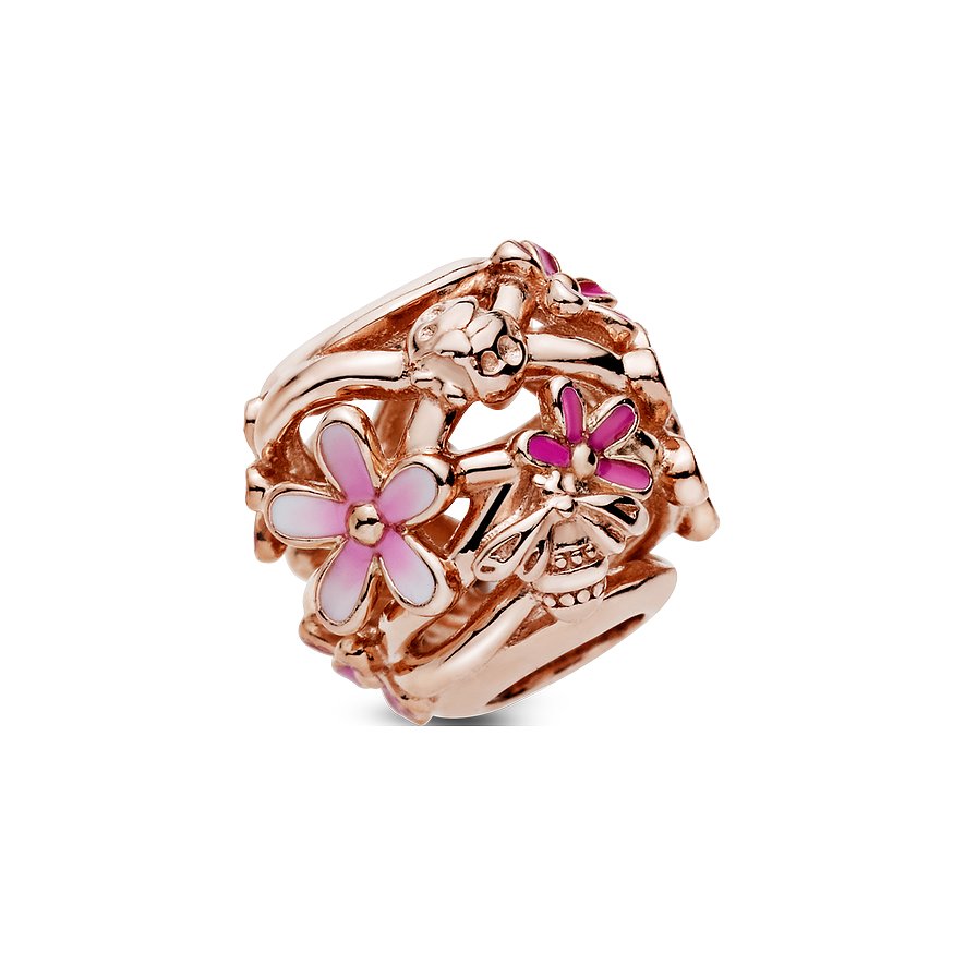 Pandora Charm Moments Offen gearbeitetes rosafarbenes Gänseblümchen