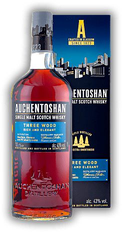 Auchentoshan Three Wood Auchentoshan Three Wood Intensiv, süß und komplex, der typische glatte und delikate Auchentoshan Geschmack. 0,7	 Liter - Vol 43%