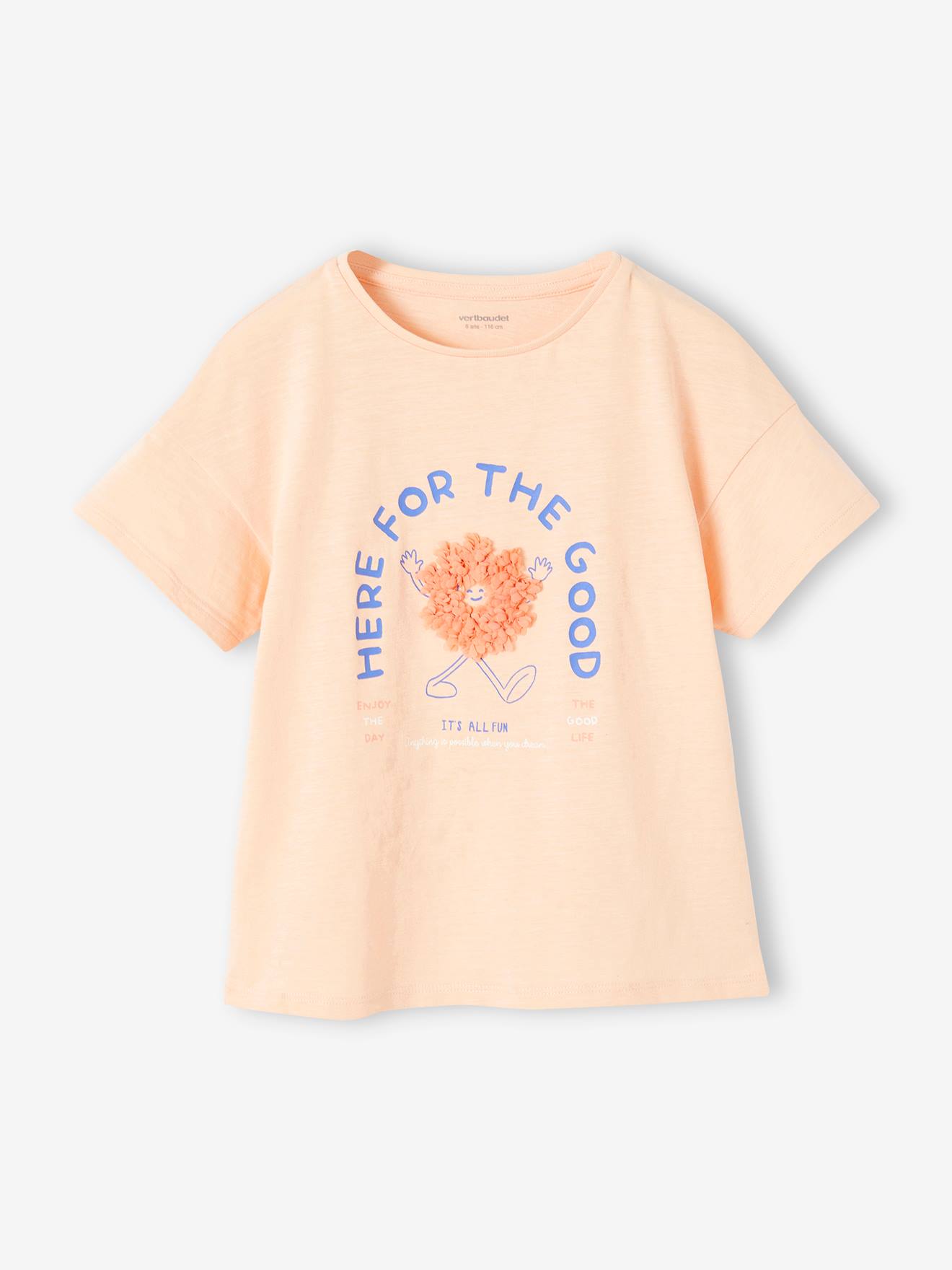 Vertbaudet Mädchen T-Shirt mit Rüschenmotiv - himmelblau