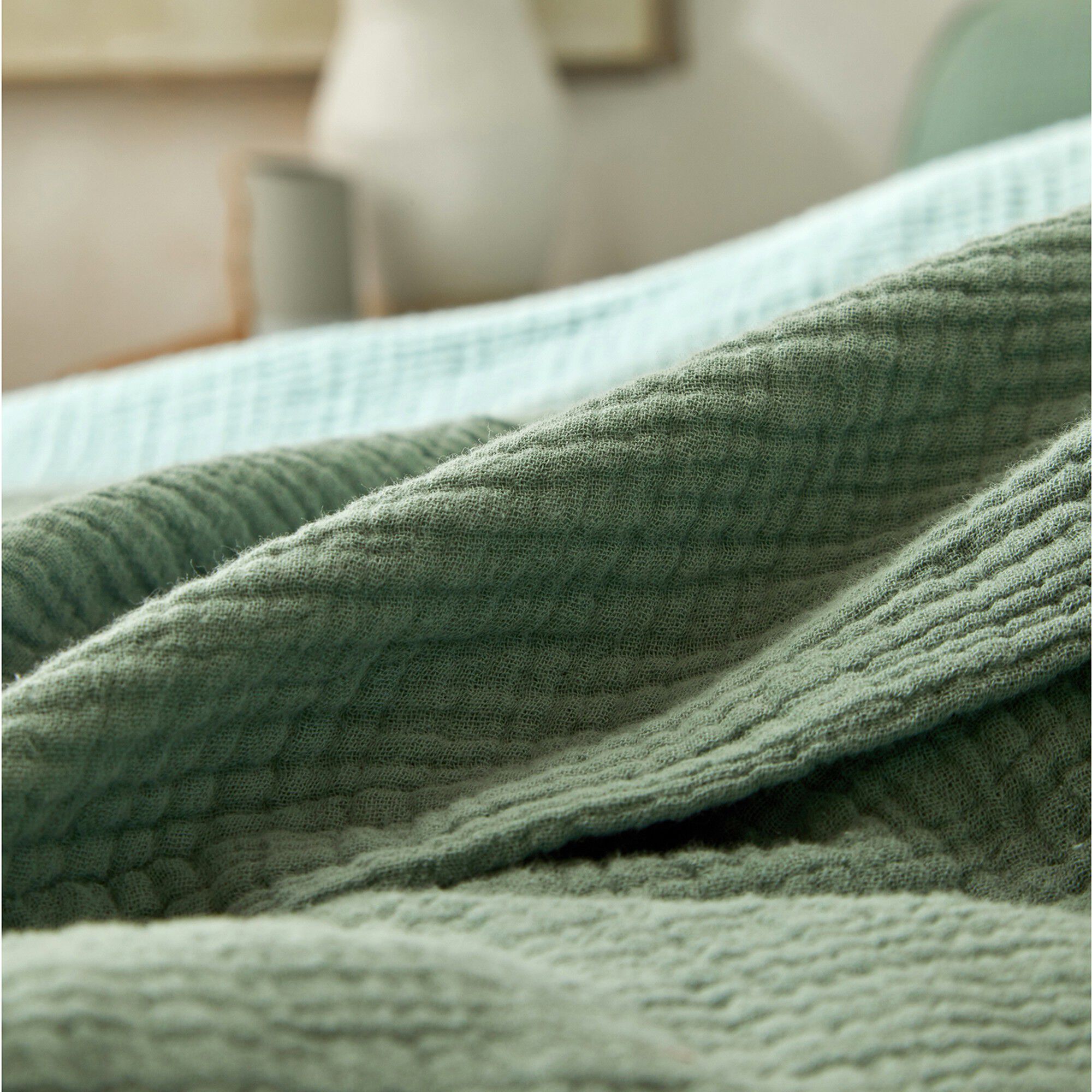 Linge de lit uni en triple gaze de coton