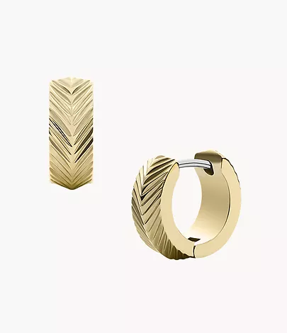 Fossil Creolen-Ohrringe Harlow Linear Texture Edelstahl goldfarben