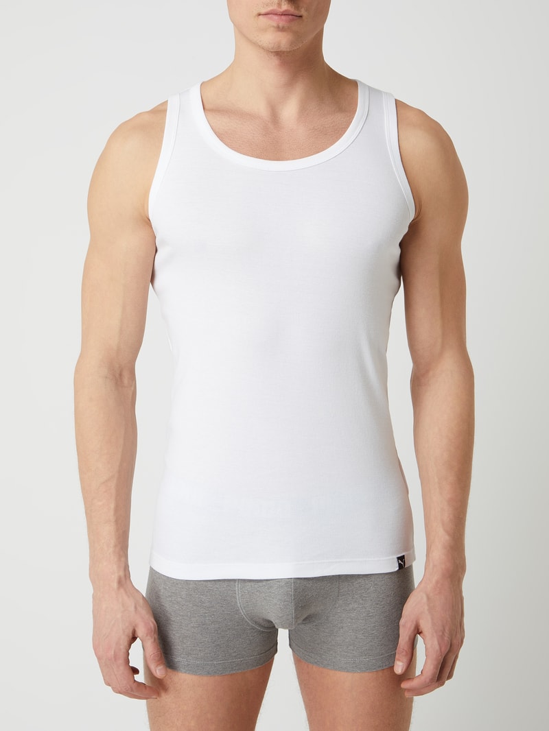 Regular Fit Tanktop aus Baumwolle im 2er-Pack in weiß