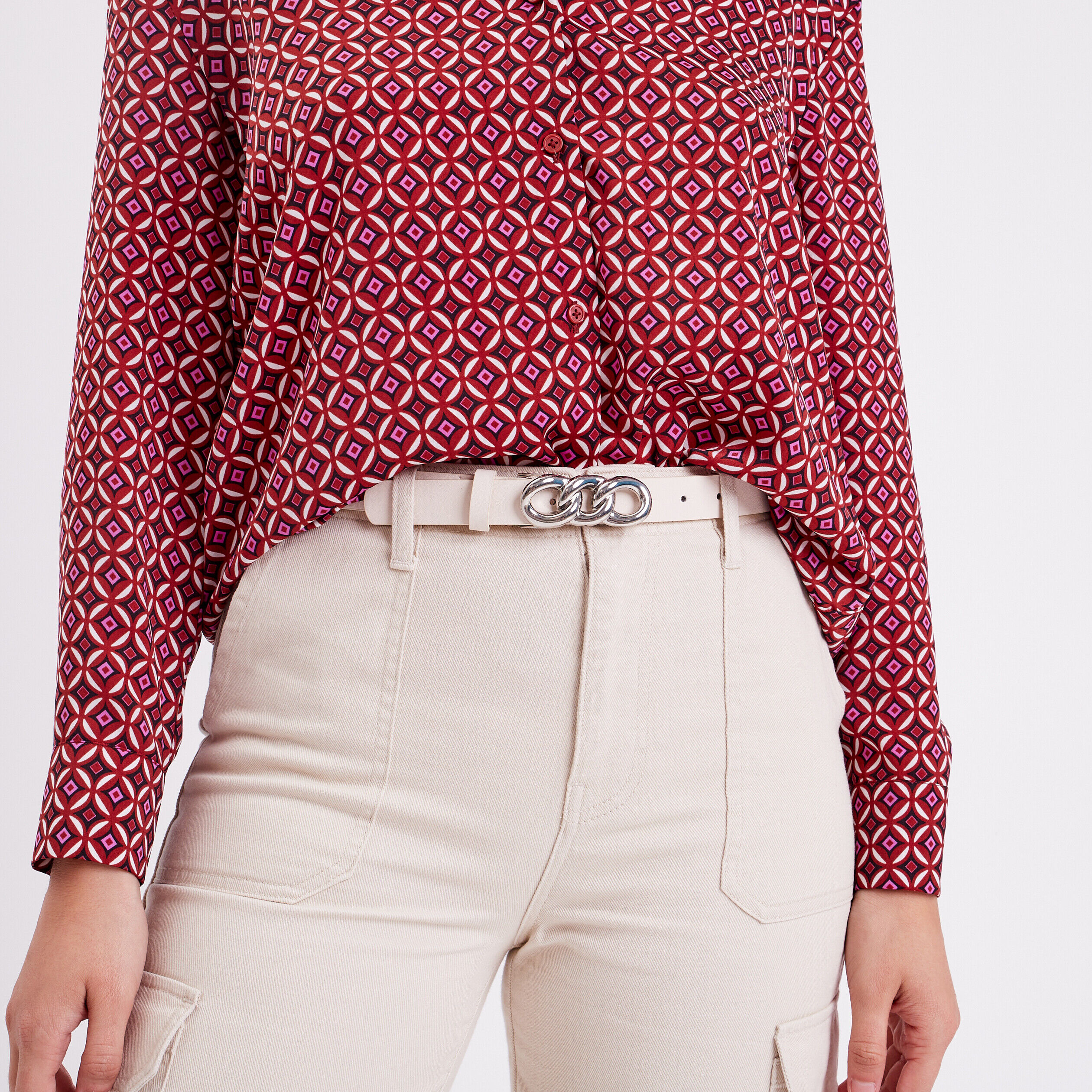 Ceinture fine 3 anneaux sable femme | Cache Cache