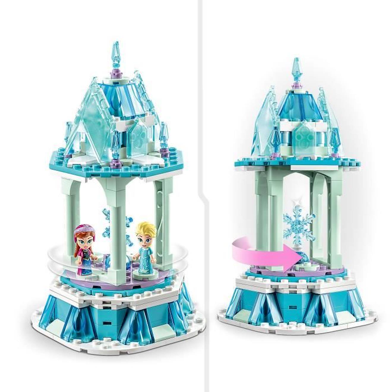 LEGO® DS Princesse 43218 Le Manège Magique d’Anna et Elsa, Jouet Reine des Neiges avec Figurine Olaf bleu