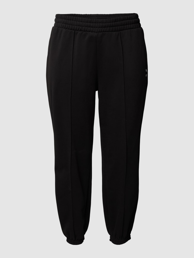 PLUS SIZE Sweatpants mit Label-Stitching Modell 'Classics' in schwarz