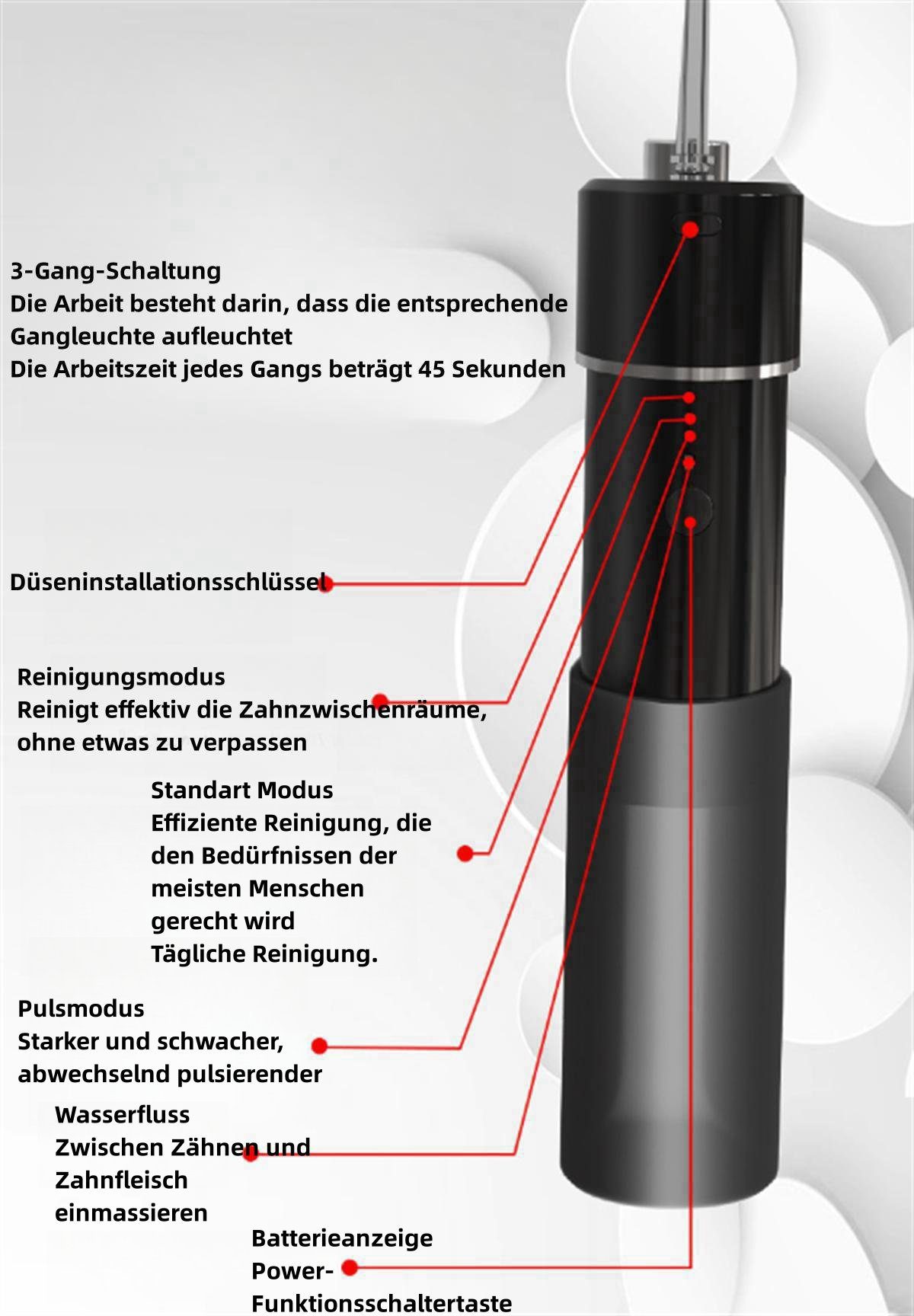 carefully selected Munddusche Tragbarer Mundreiniger, Zubehör: 2 Stück, 3 Modi, IPX7 wasserdicht