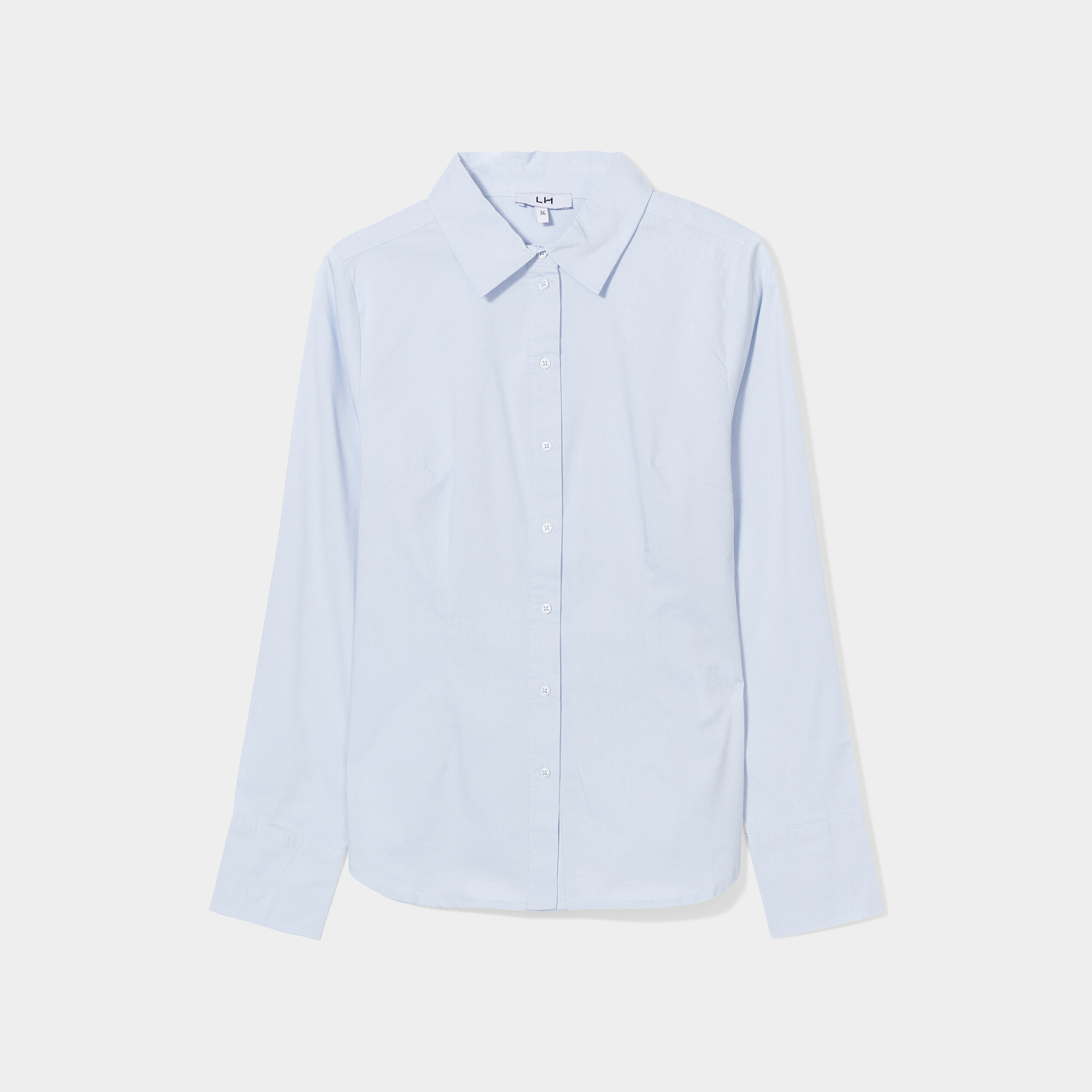 Chemise cintrée manches longues bleu clair femme | La Halle