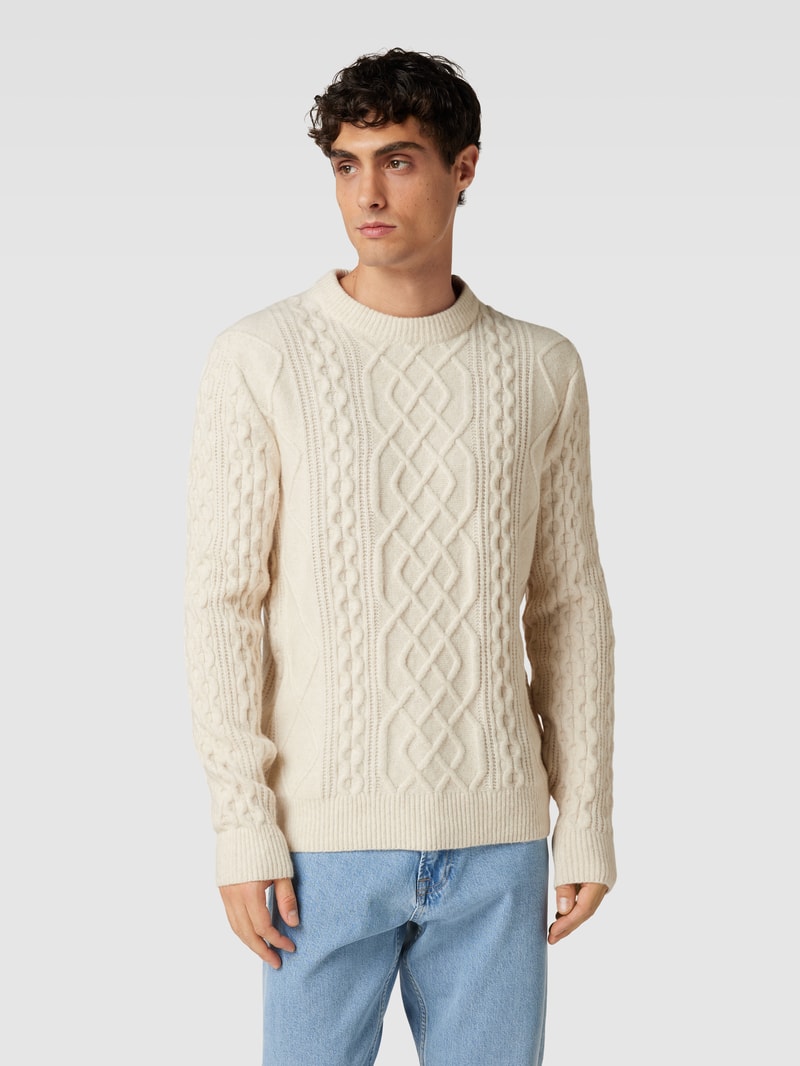 Strickpullover mit Strukturmuster in offwhite meliert