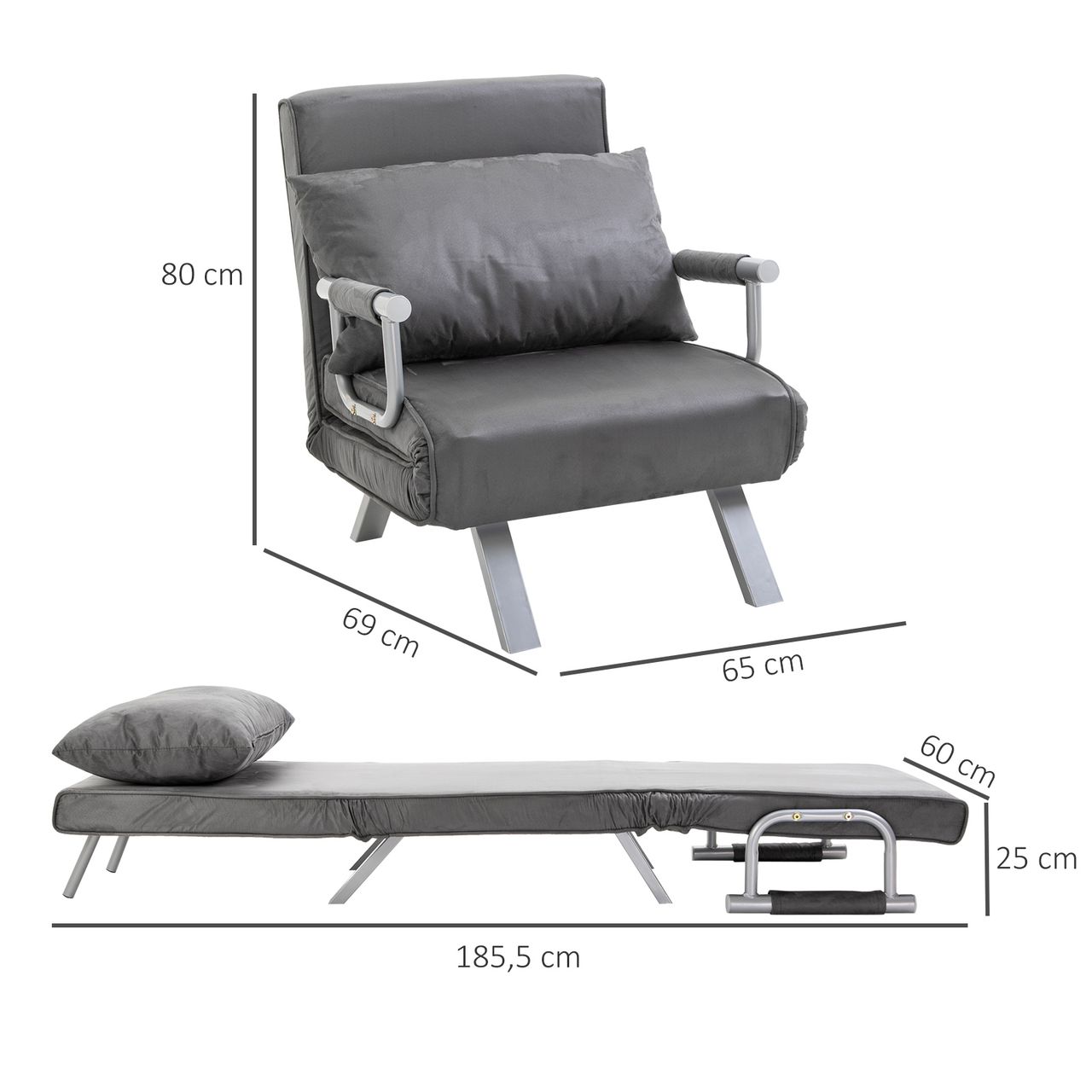 HOMCOM Schlafsofa mit Armlehne
