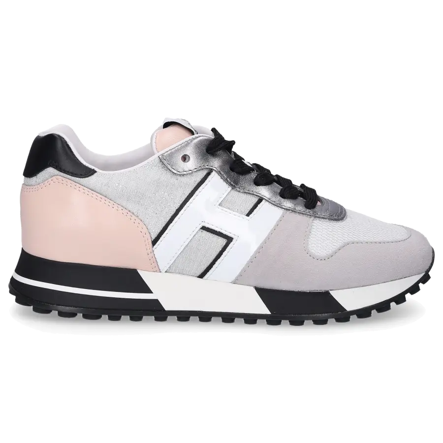 Hogan - Sneaker low H383 Kalbsleder Veloursleder Logo grau - grau