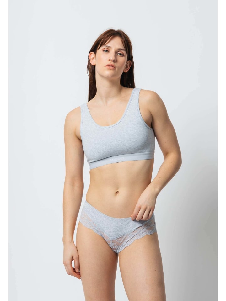 SNOCKS Hipster mit Spitze aus Bio-Baumwolle 3 Stück in Mix (Weiß/Hellgrau/Schwarz) günstig kaufen