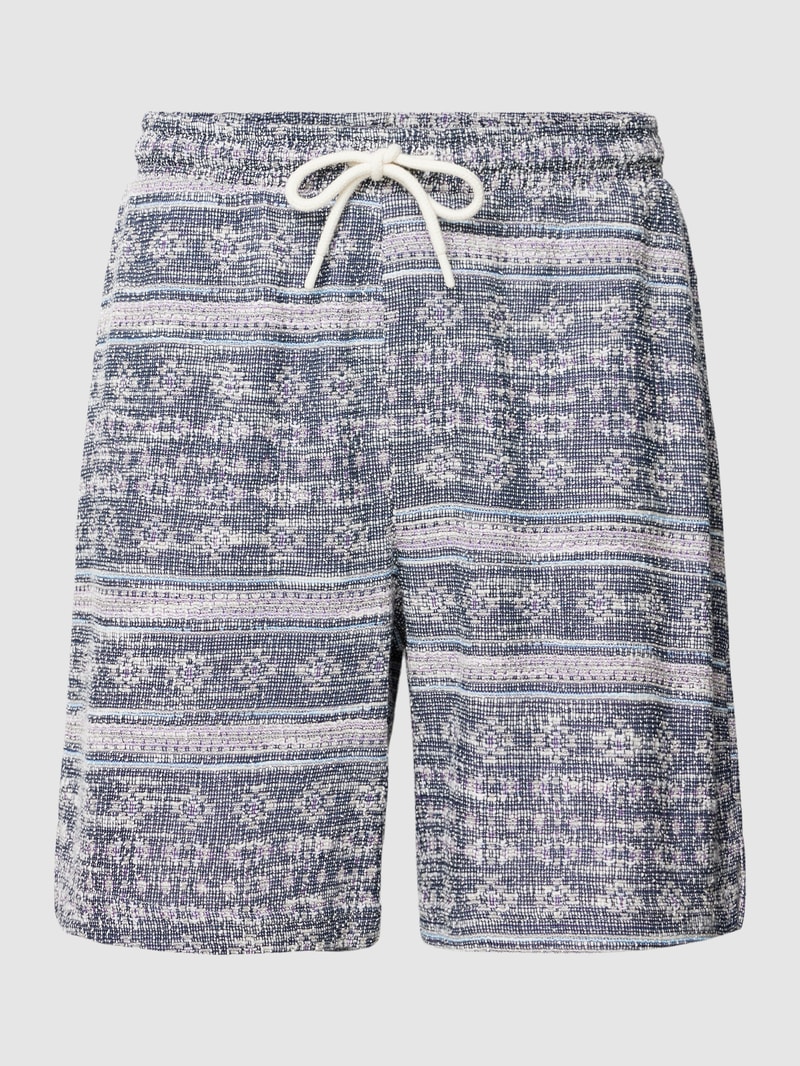 Shorts mit Allover-Muster Modell 'Trey' in dunkelblau