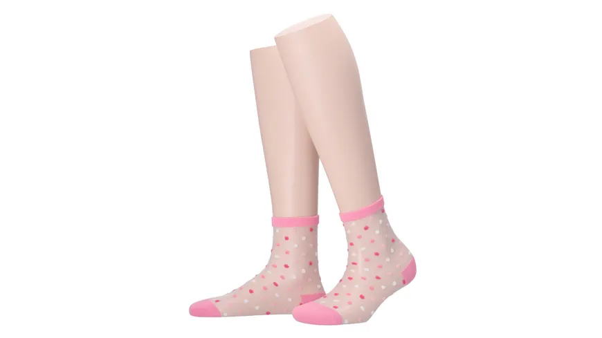 MOVE UP Damen Söckchen Transparent mit Punkten rosa
