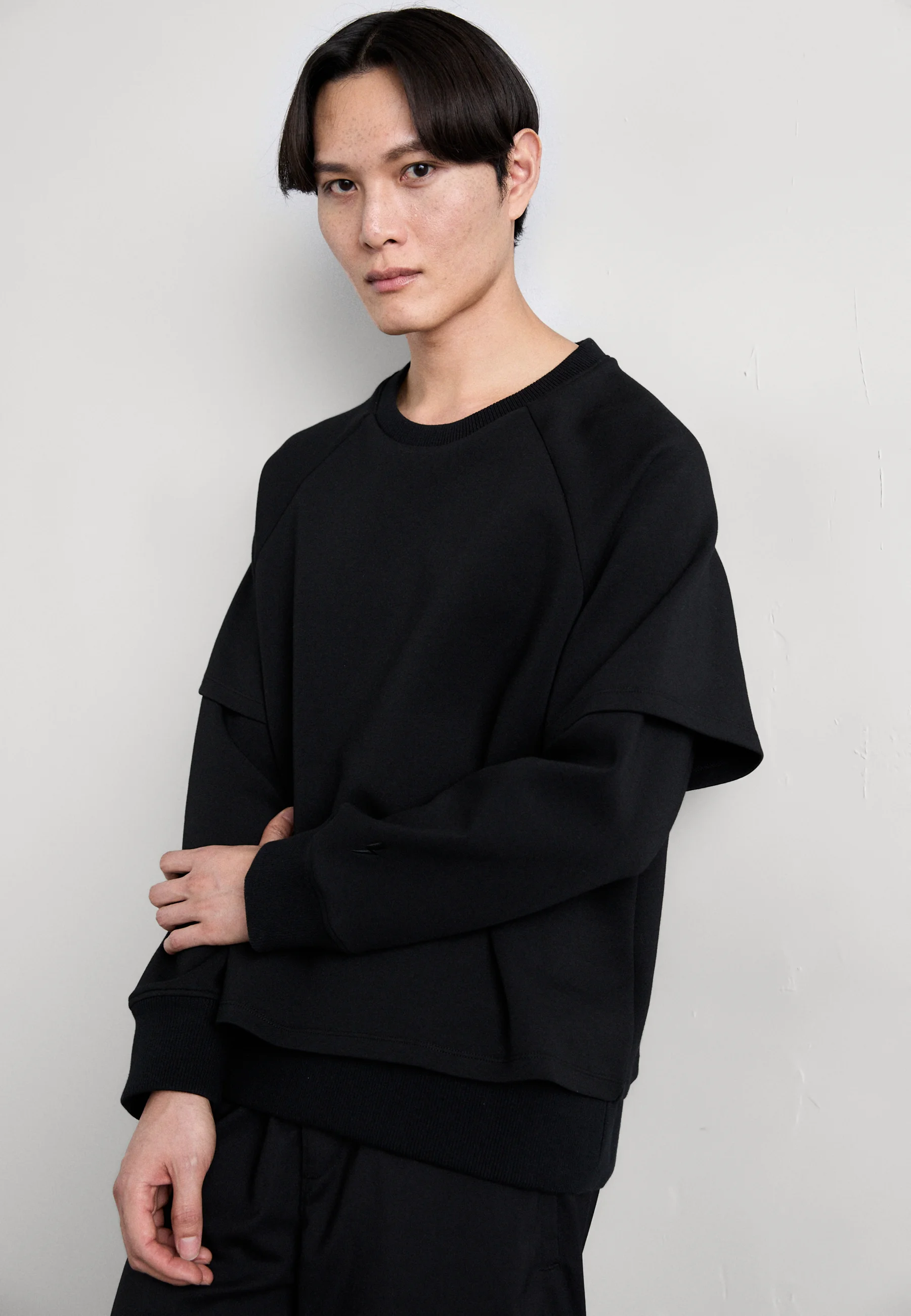 Camiseta Neil Barrett SLIM DROPPED SHOULDER DOBLE CAPA - Manga larga