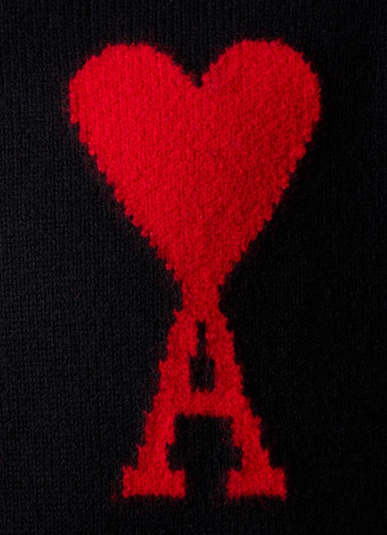 AMI Paris Fine-knit turtleneck sweater made of virgin wool with knitted-in logo