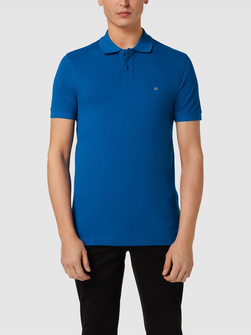 Poloshirt mit Label-Stitching in royalblau