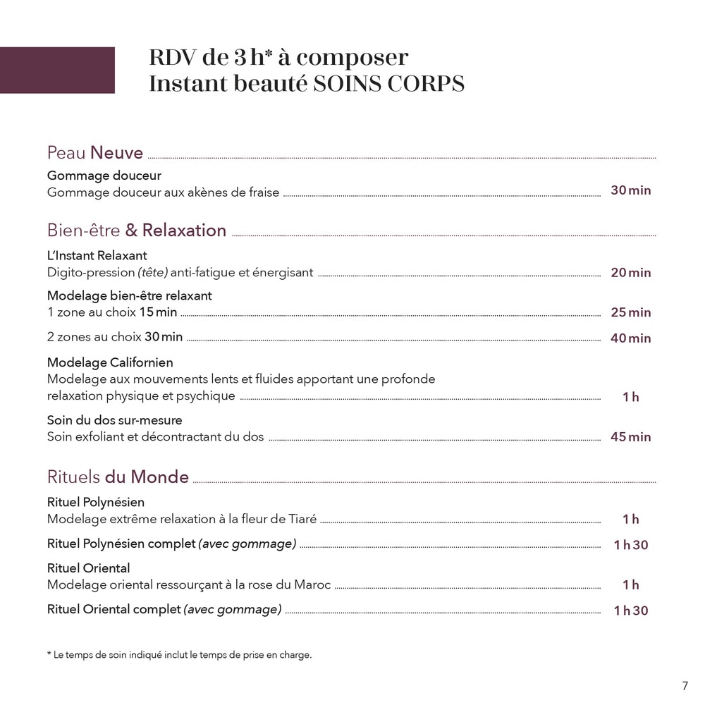 Nocibé Coffret Institut Pass Bien-Être 3H à la carte