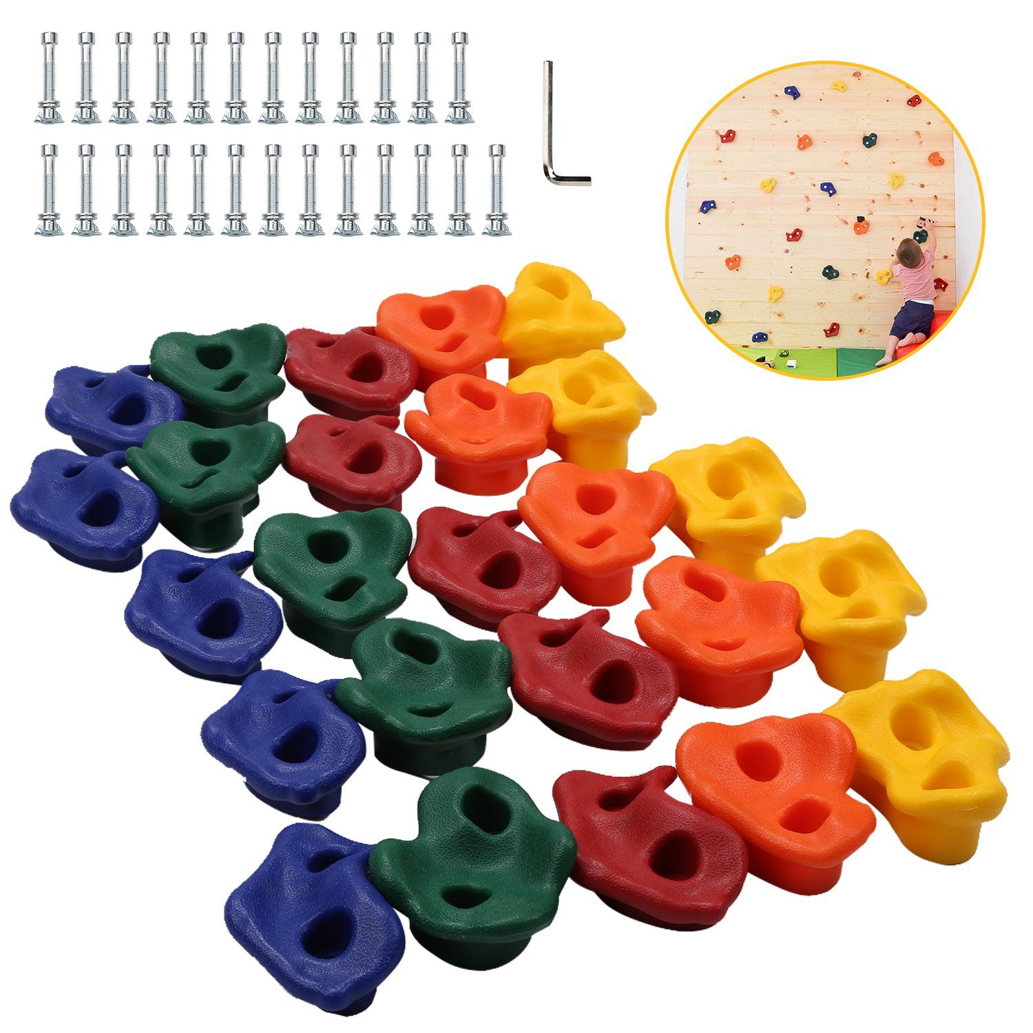 Gimisgu Klettergriff Klettergriffe Robuste Befestigungsmaterial Farbigen Klettersteine (10-St)