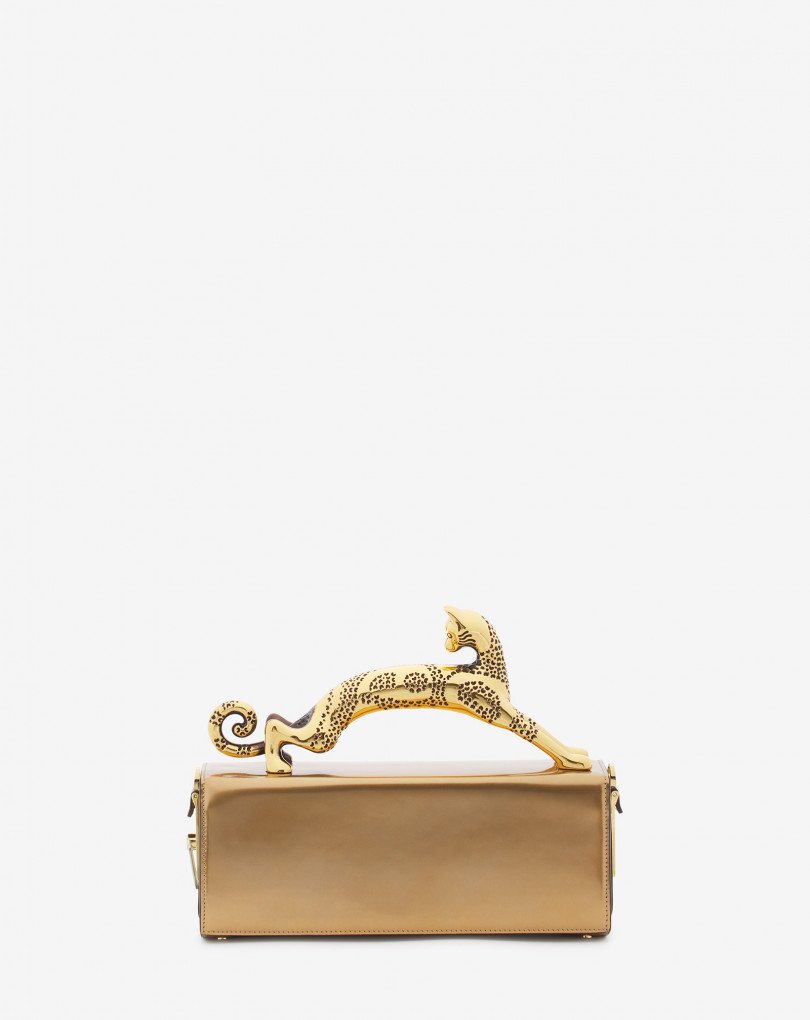 SAC PENCIL CAT MM EN CUIR MÉTALLISÉ