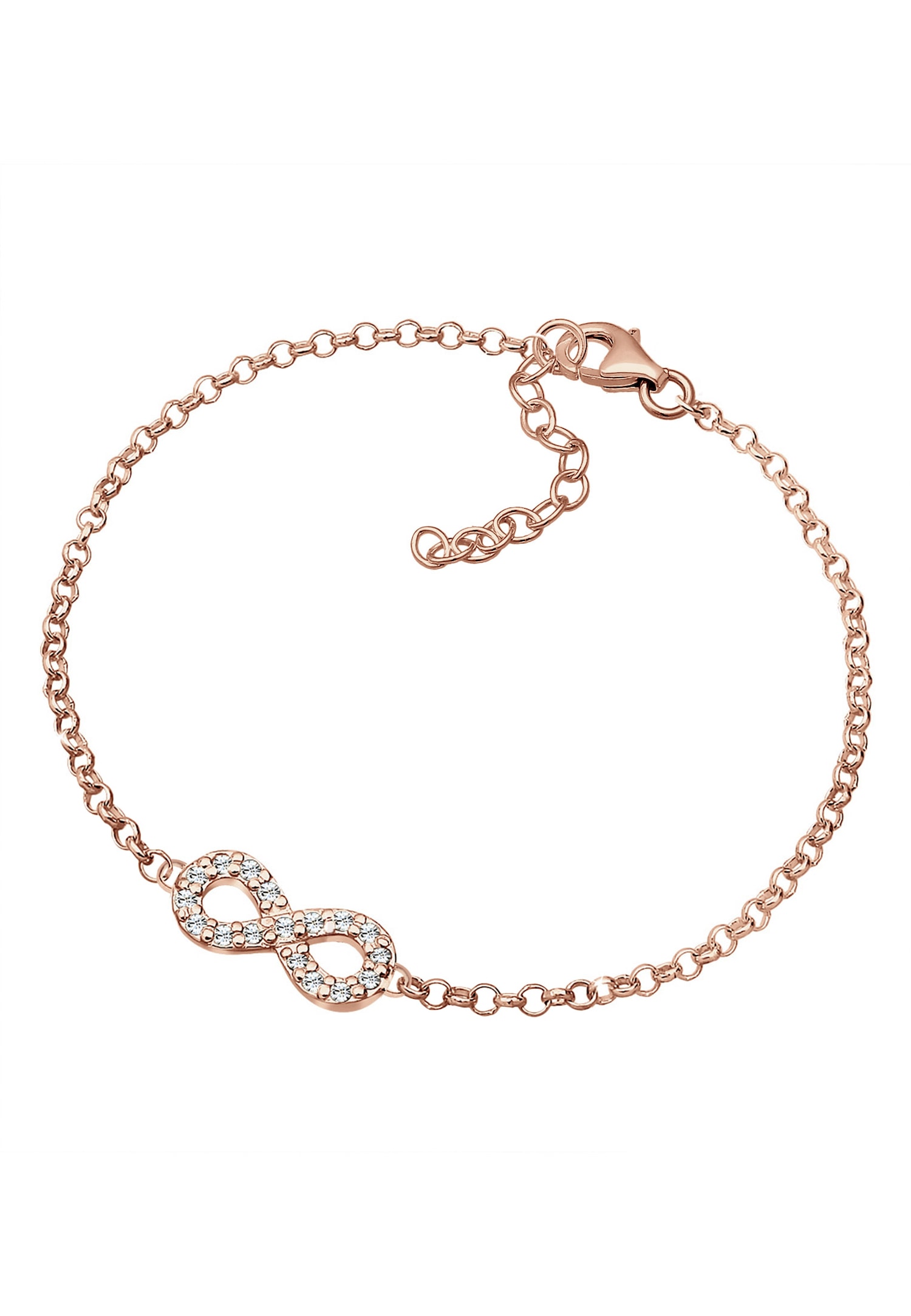 Elli Damen-Unendlichkeitssymbol mit Kristallen aus 925er Sterlingsilber mit Roségoldplattierung