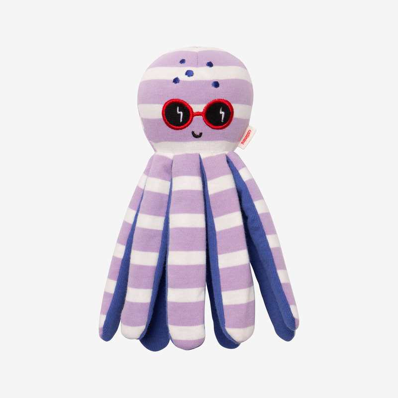 Doudou pieuvre bébé rayé violet Catimini