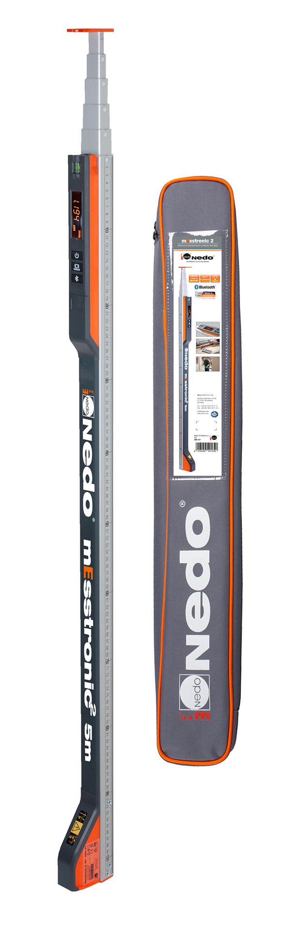 Nedo 585131 mEsstronic 2 5 m. Teleskopowa tyczka pomiarowa z Bluetooth