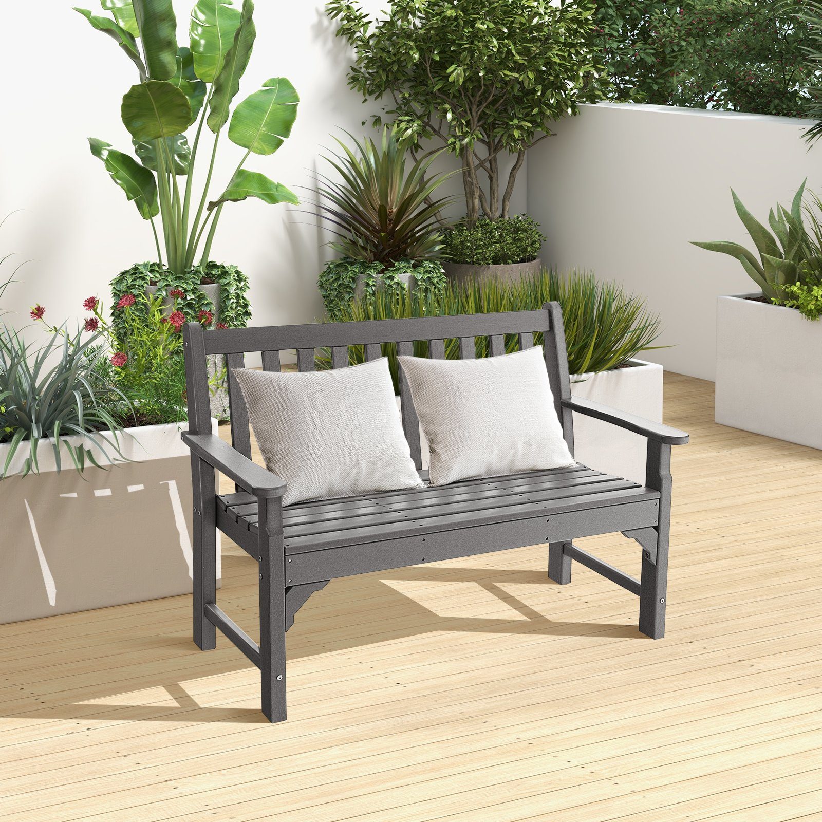 COSTWAY Gartenbank 2-Sitzer Sitzbank, 126 x 60 x 90 cm, bis 320kg