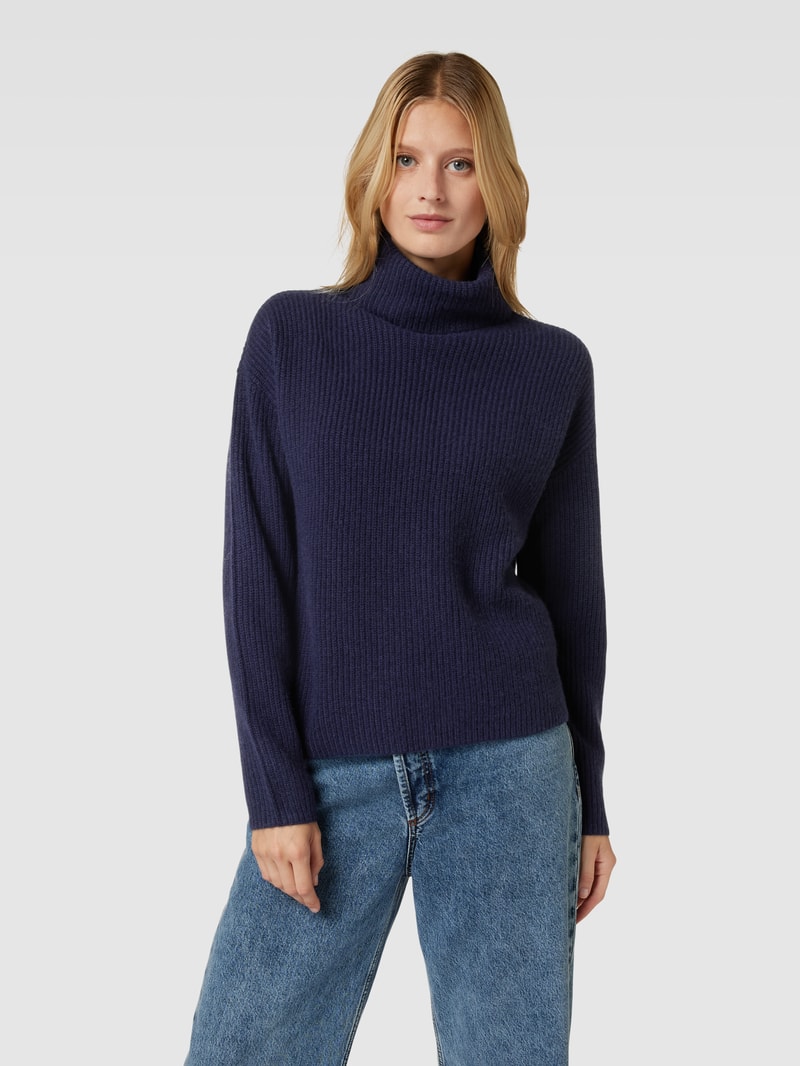 Strickpullover aus Kaschmir mit Rollkragen in dunkelblau