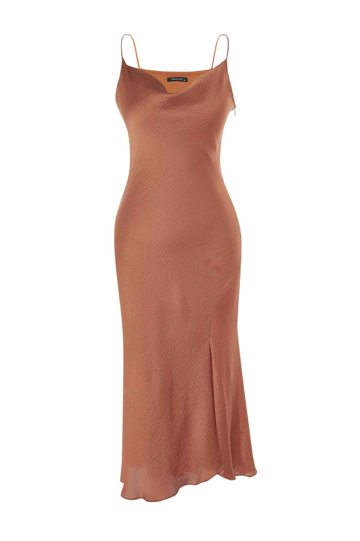Trendyol Collection  Elegantes Abendkleid aus gewebtem Satin mit Zimtfutter TPRSS19BB0058