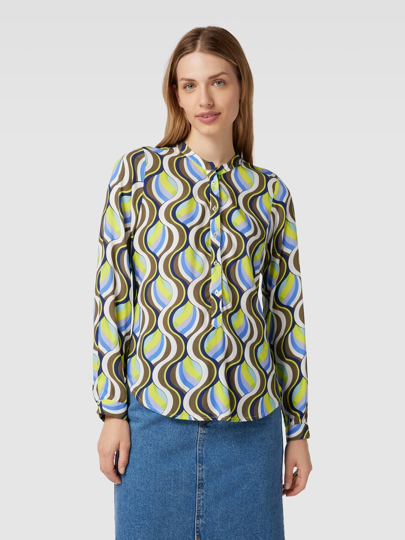 Bluse mit kurzer Knopfleiste Modell 'Schlupf' in khaki