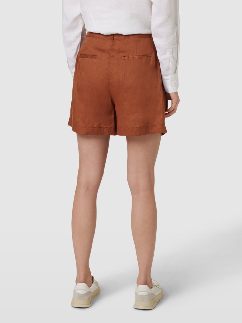 Leinenshorts mit fixierten Bundfalten Modell 'SVEZIA' in mittelbraun