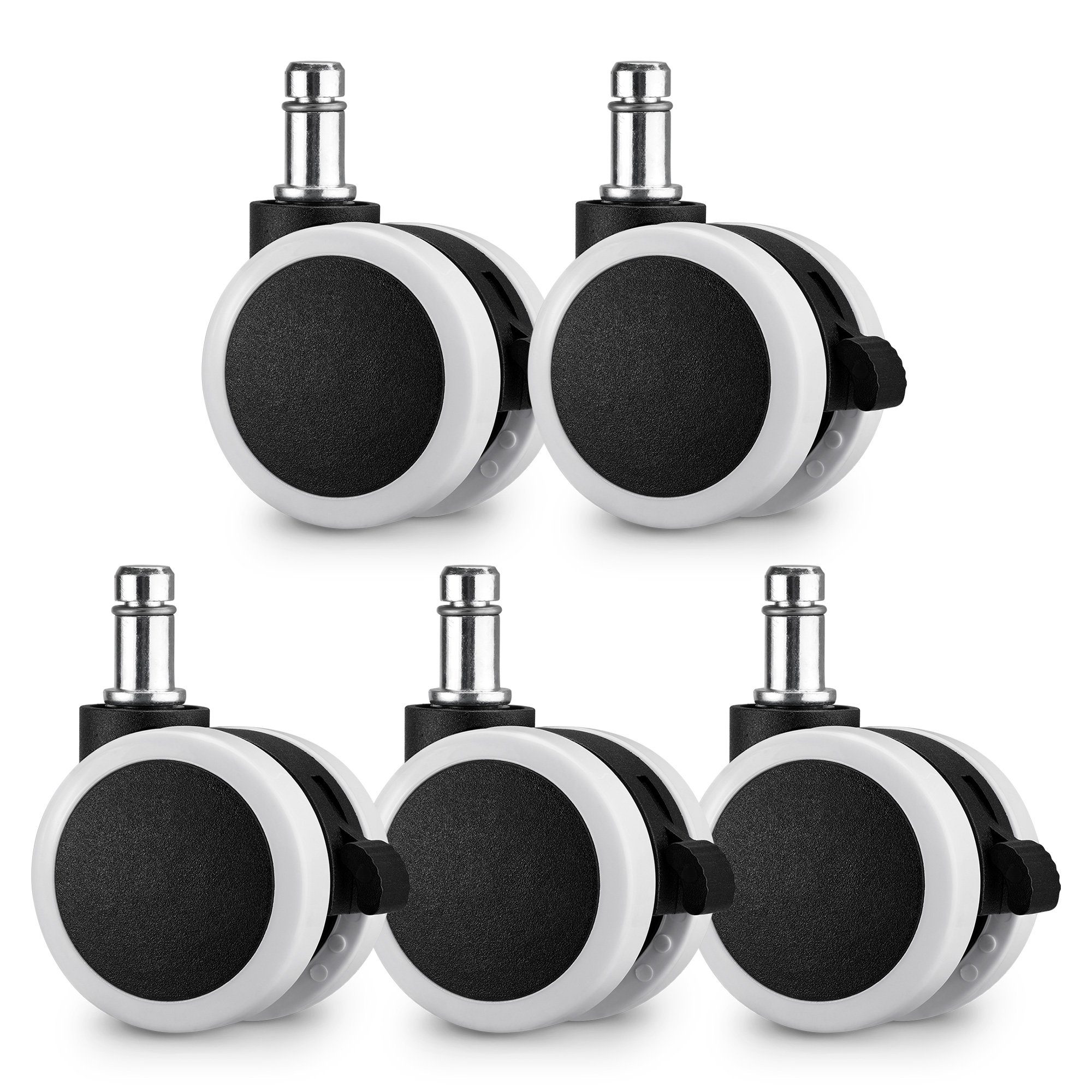 kwmobile Stuhlrolle 5x Bürostuhlrollen Hartboden/Weichboden mit Bremse 11/22mm