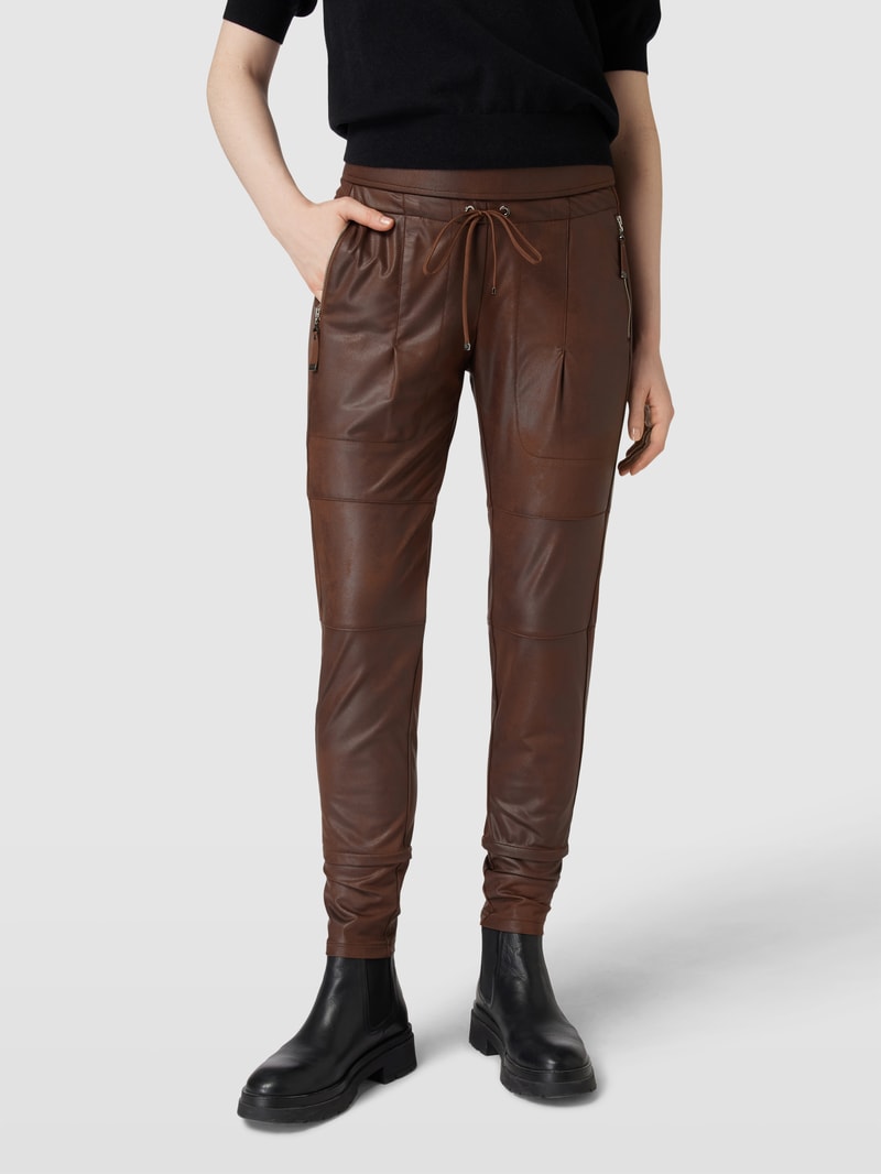 Jogpants in Leder-Optik Modell 'CANDY' in cognac