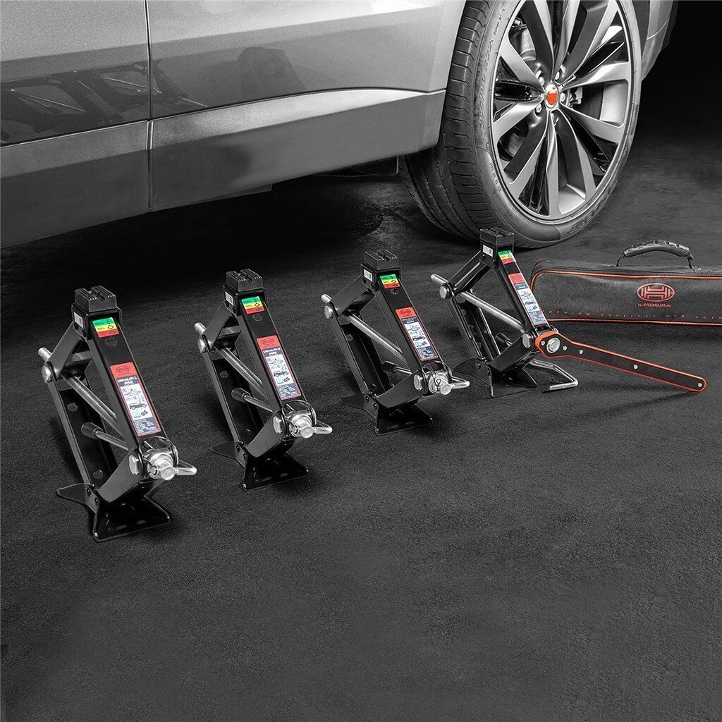 HEYNER Wagenheber Scherenwagenheber mit Kurbel + Gummiauflage 2t für SUV/PKW-mit Tasche