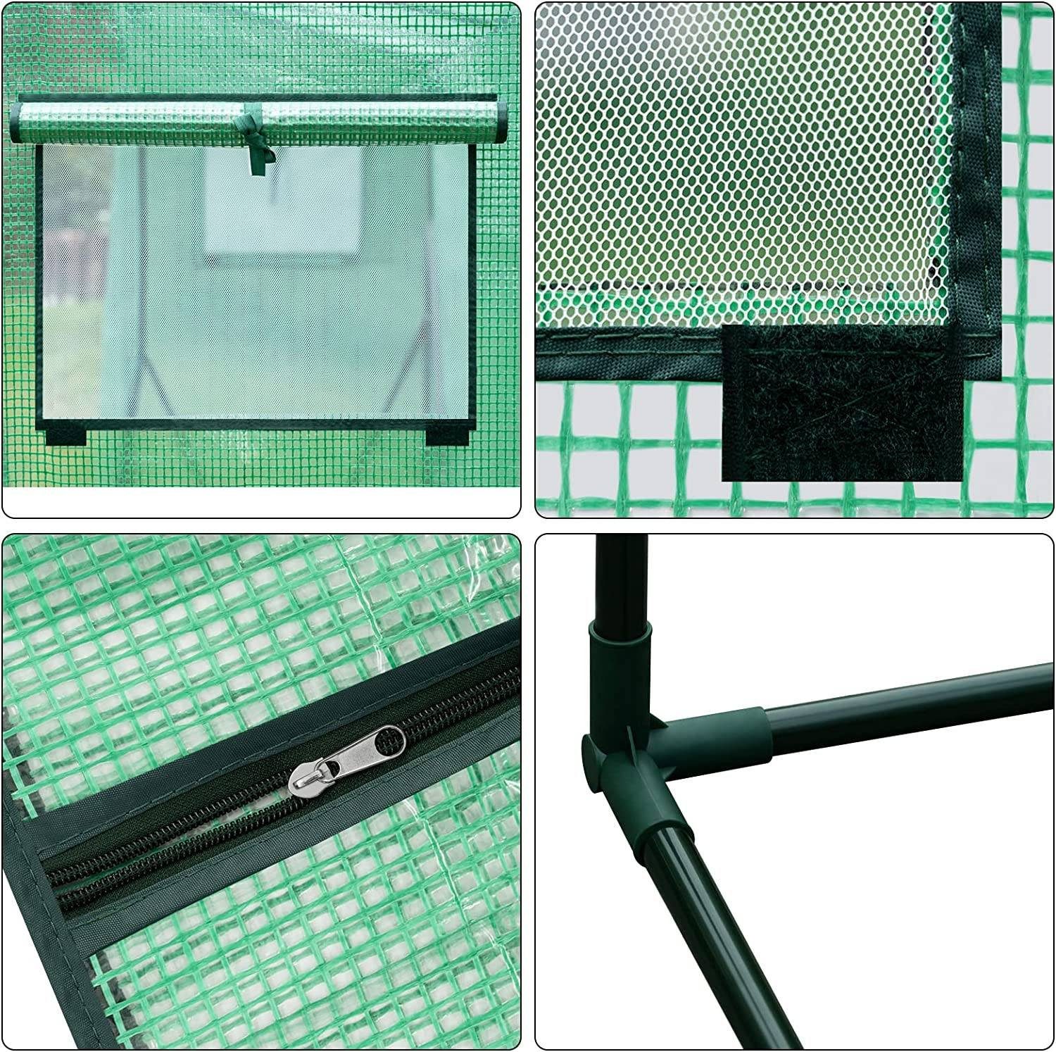 Woltu Gewächshaus, PE halbtransparent 130 g/m² 200x77x146/169 cm Weiß
