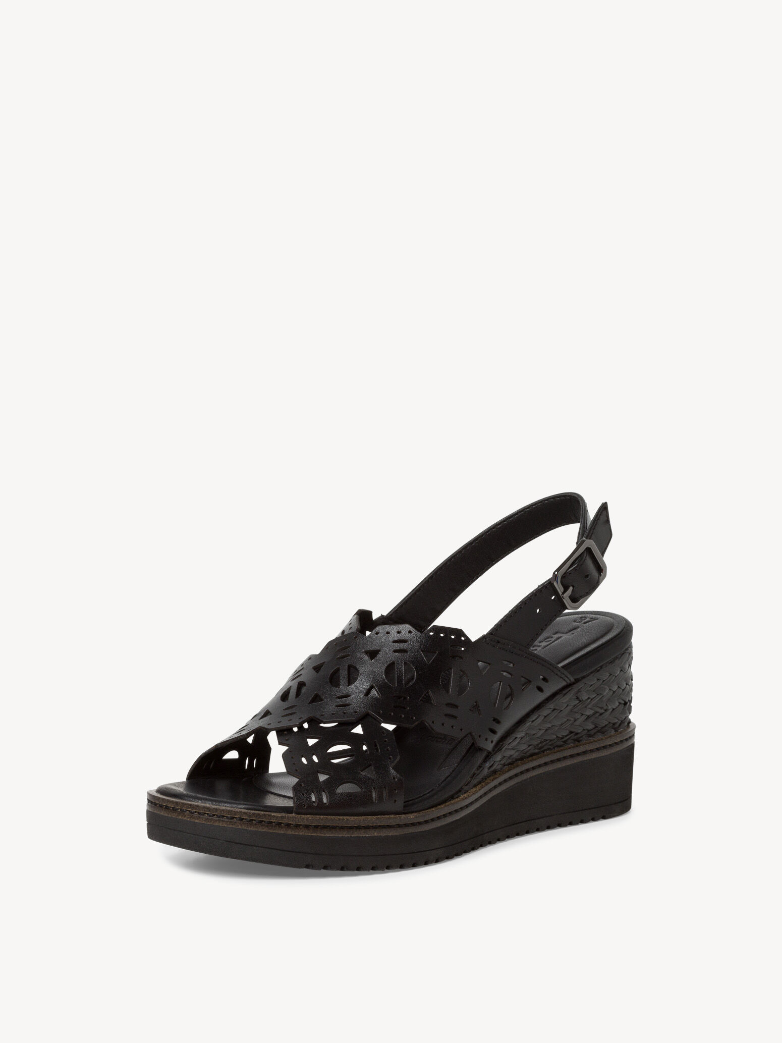 Sandale à talon en cuir - noir