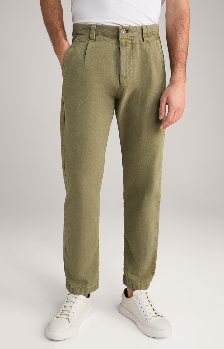 Baumwoll-Chino Len in Oliv