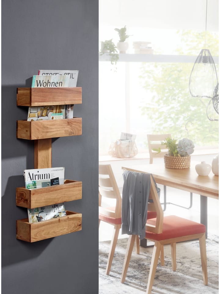 KADIMA DESIGN Zeitungsständer aus Massivholz, klassisch und stilvoll, viel Stauraum in Beige günstig kaufen onesize