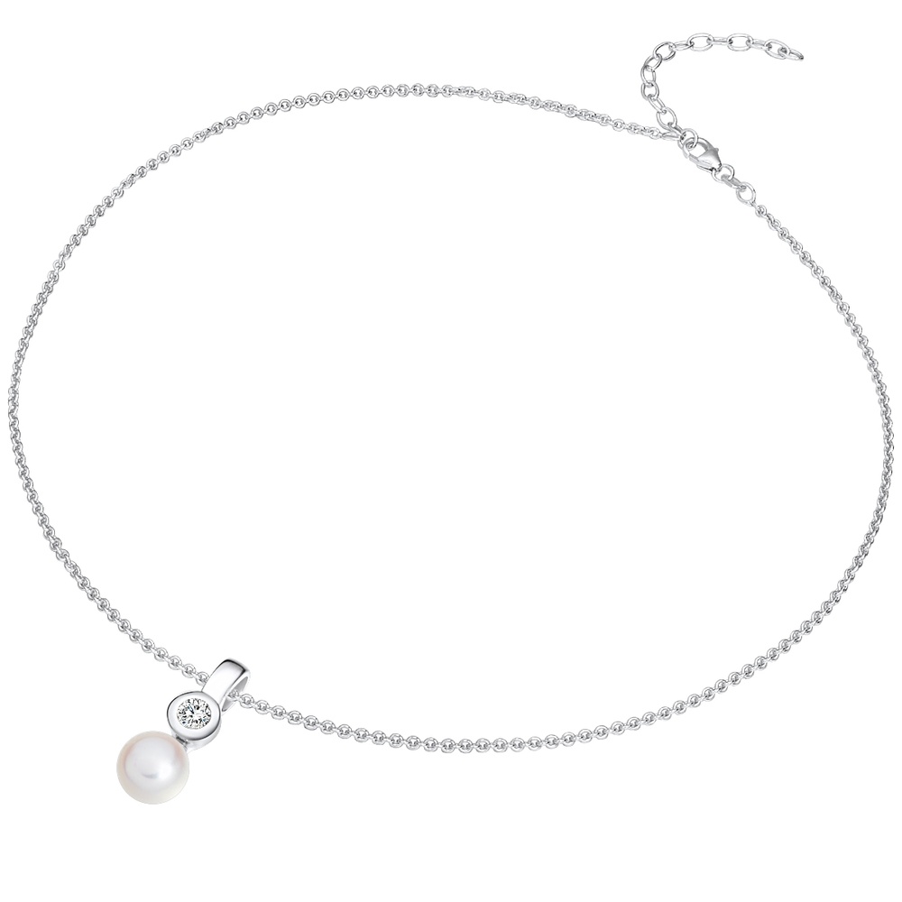 Valero Pearls Collier de perles Argent sterling Oxyde de zirconium (CZ) Perle de culture d'eau  collier