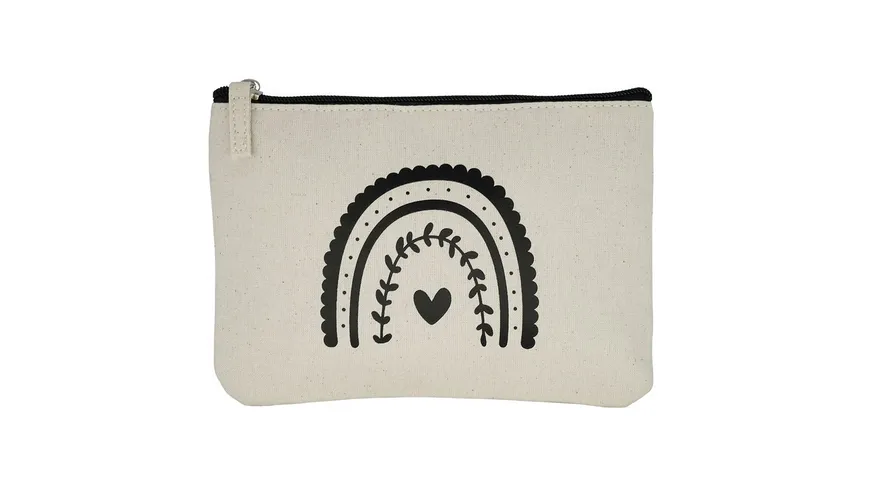 Soapland manóu Kosmetiktasche natur beige/schwarz mit Regenbogen-Motiv