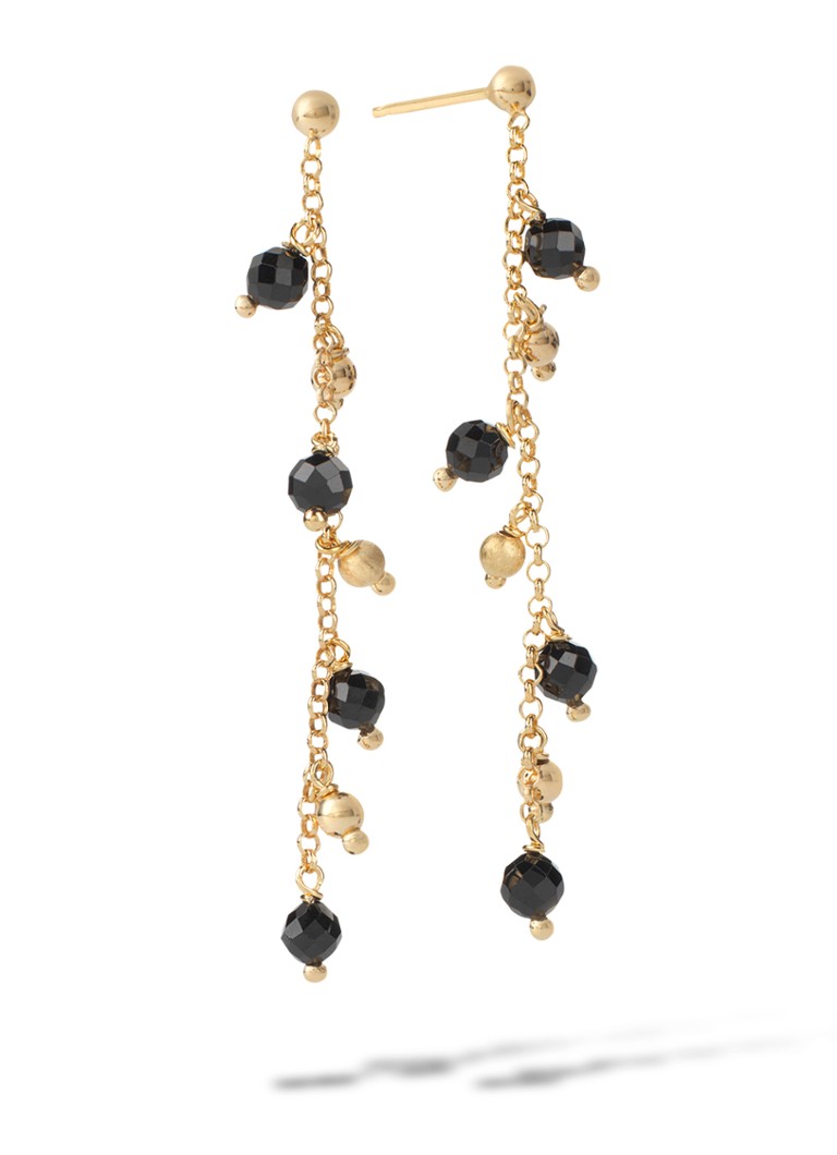 Casa Jewelry Riva Onyx drop earrings gold plated