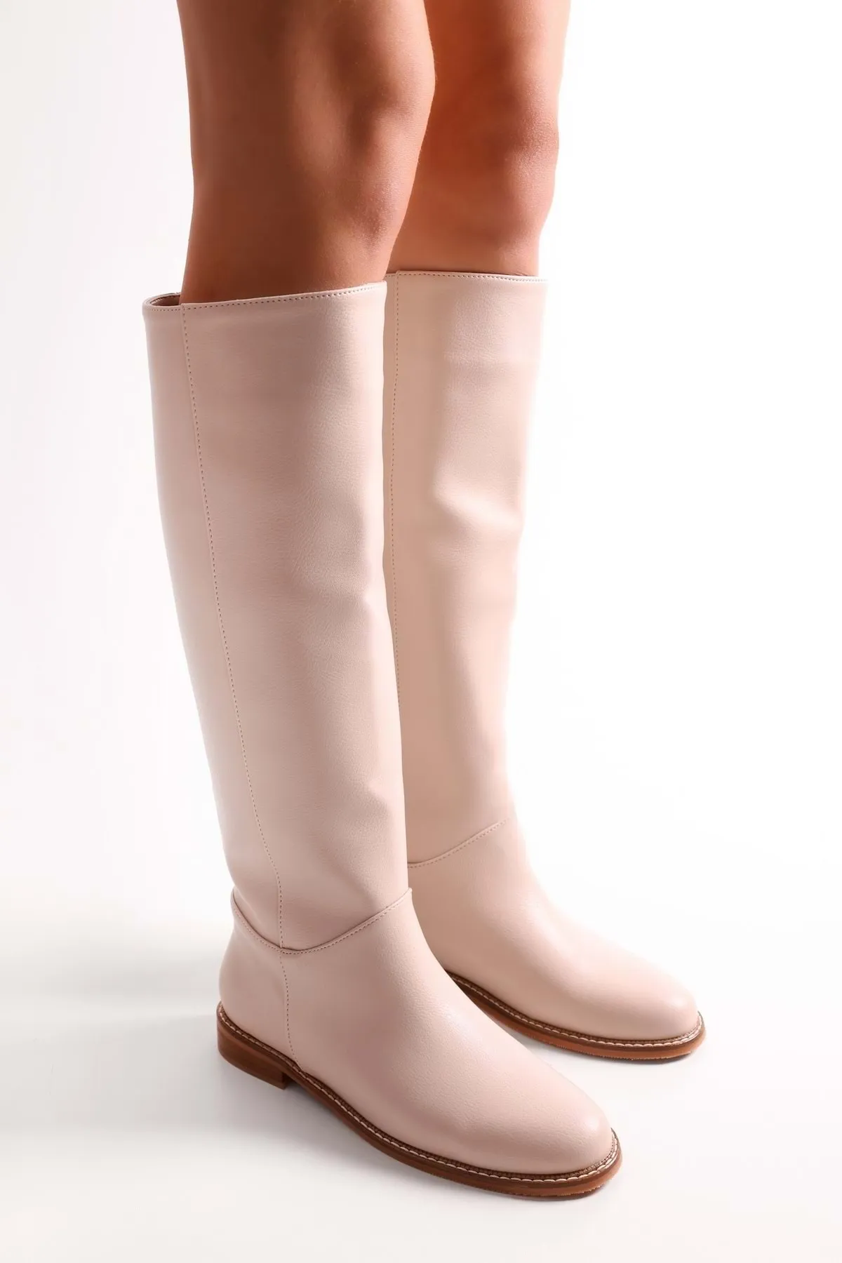 Shoeberry  Damen Mori Beige Skin Reitstiefel Beige Skin