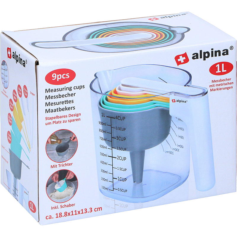 Alpina Målebegersett 9 deler m/skje, Alpina
