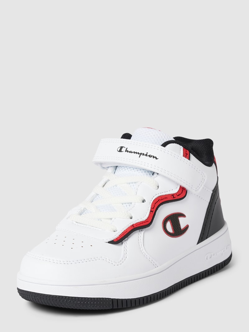 High Top Sneaker aus Leder-Mix in weiß