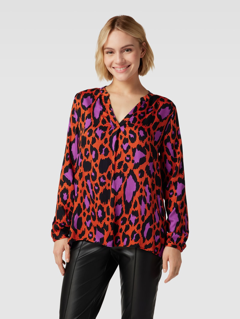 Bluse aus Viskose mit Allover-Muster Modell 'PLEAT' in dunkel orange