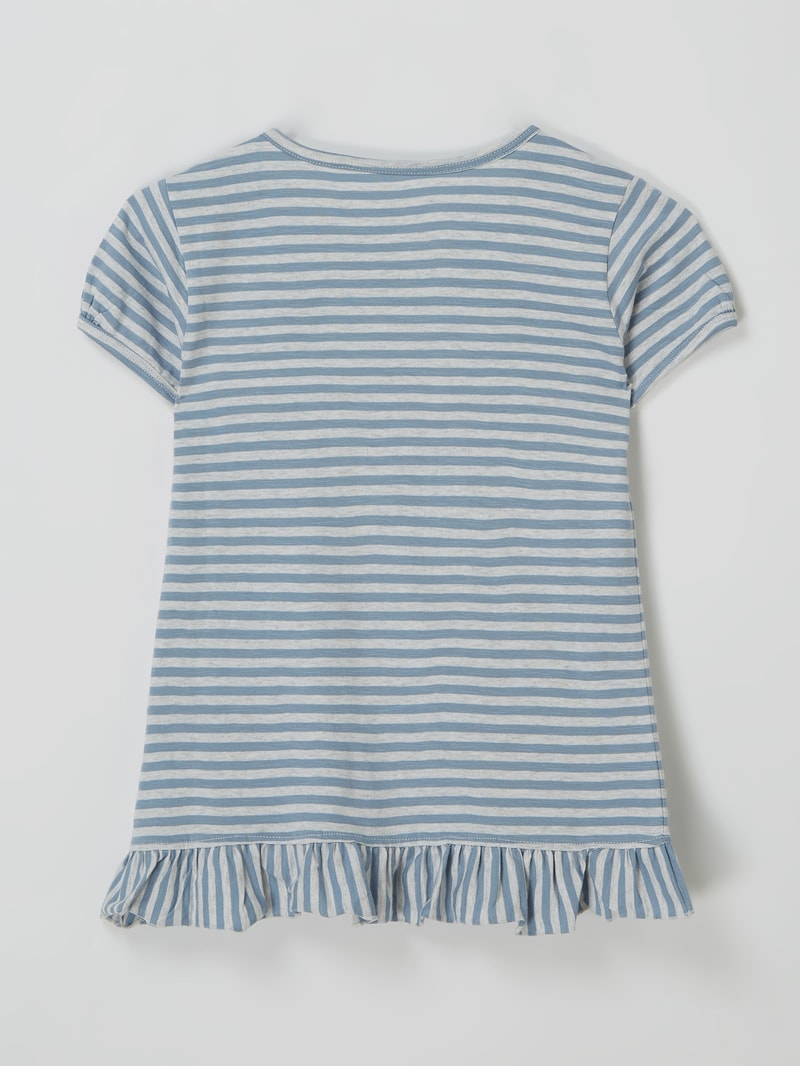 T-Shirt mit Volantsaum in hellblau