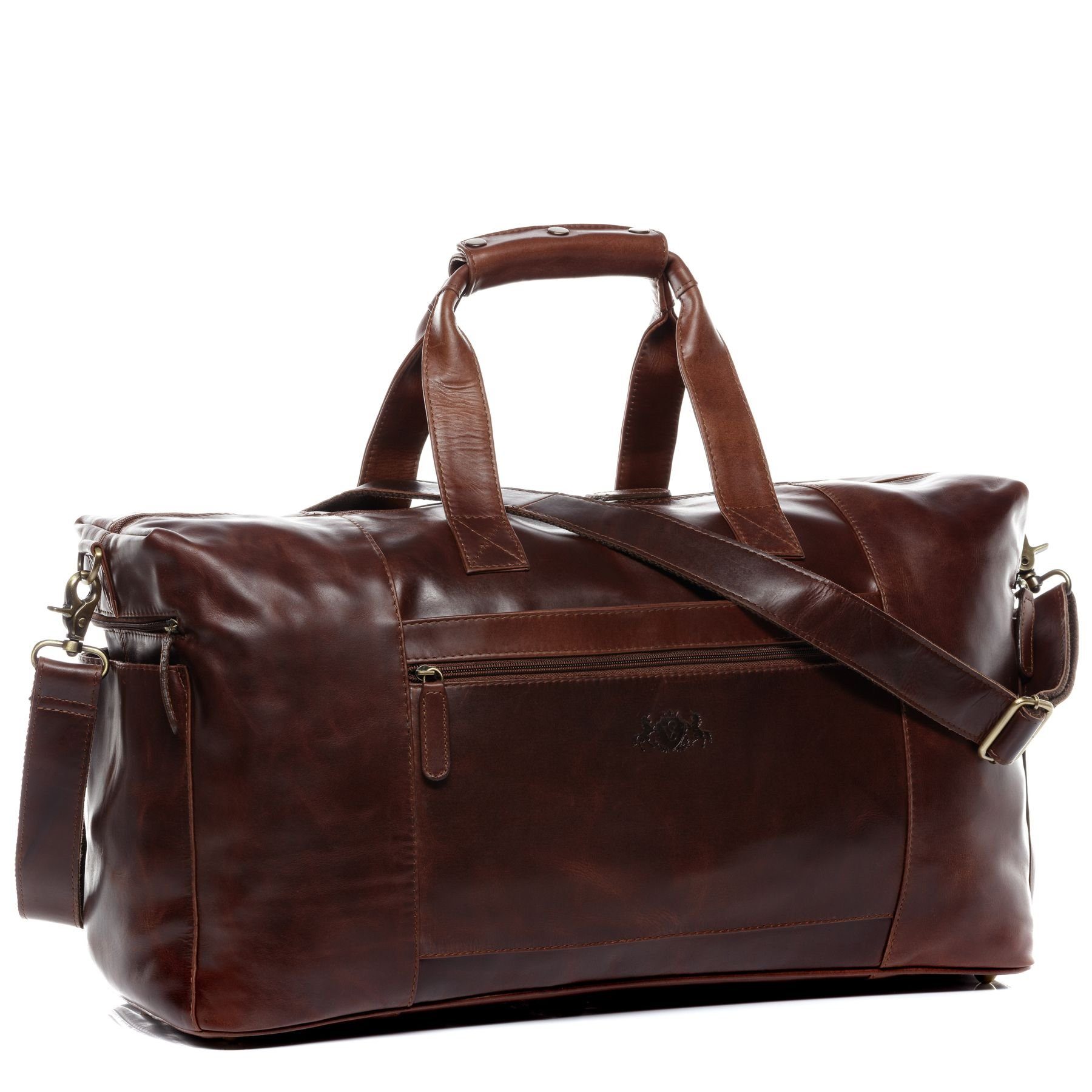 SID & VAIN Reisetasche Leder Weekender Unisex BRISTOLSIDE, Echtleder Reisegepäck für Damen & Herren, Sporttasche XL braun
