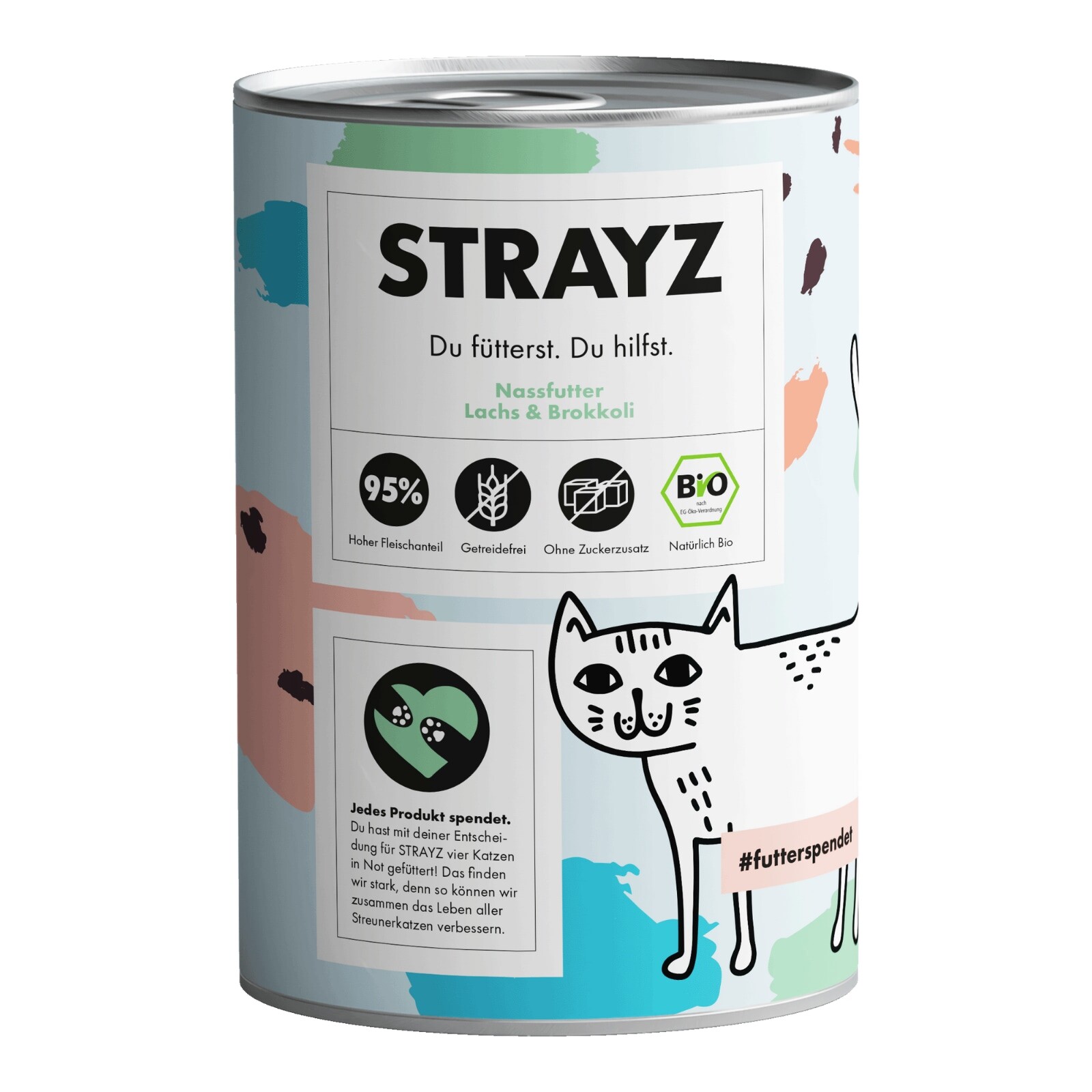 STRAYZ Nassfutter STRAYZ BIO 6x400g Lachs & Broccoli