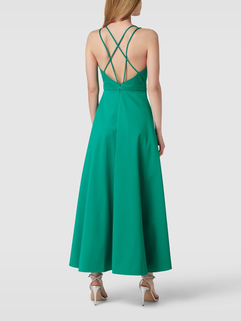 Abendkleid in Wickel-Optik in grasgrün