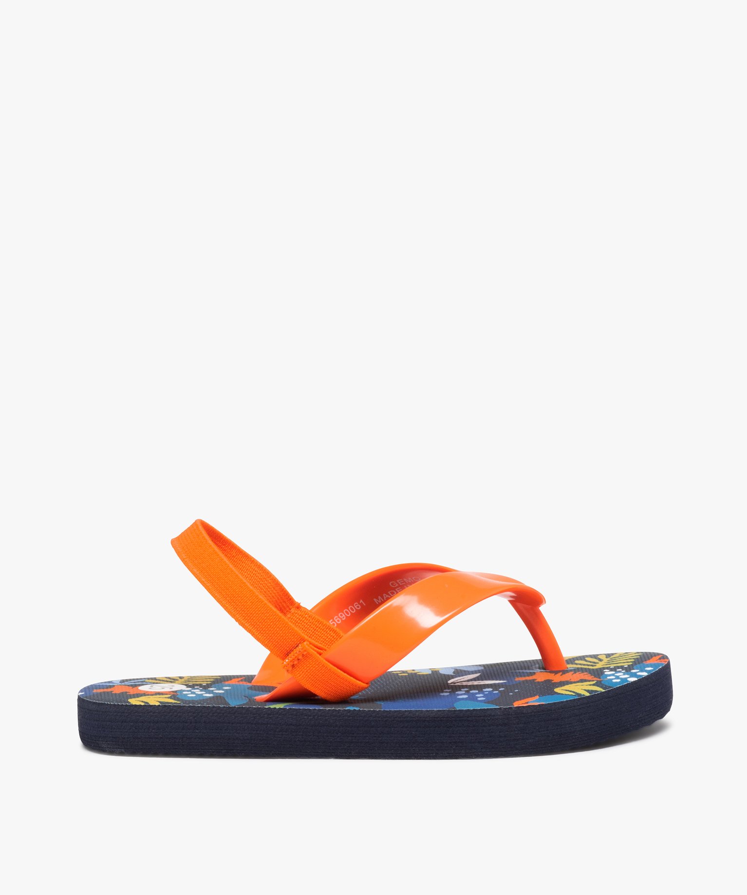 Tongs Garçon à larges brides et semelle imprimée océan bleu | GEMO